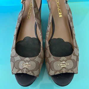 Coach Signature Wedge Sandals - 7.5